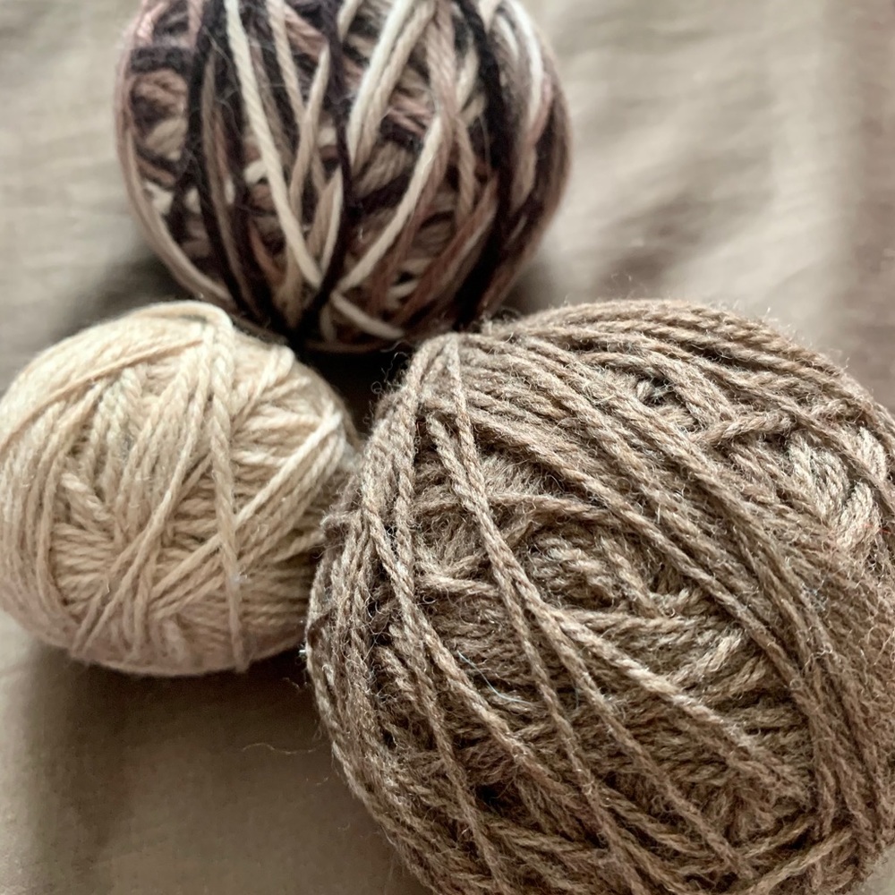 Wool yarn bundle in neutral colors